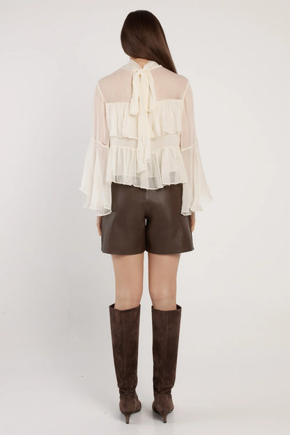 Sienna Ruffle Blouse - Cream