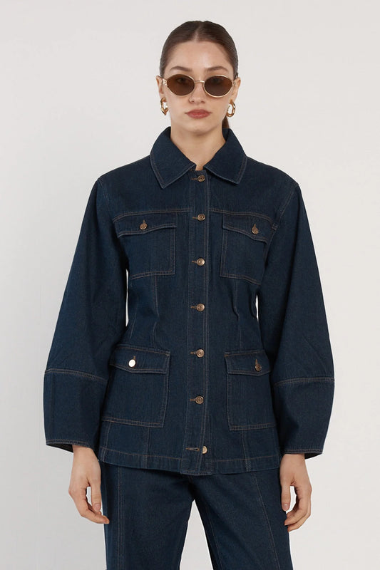 Wren Denim Sculpted Jacket - Indigo
