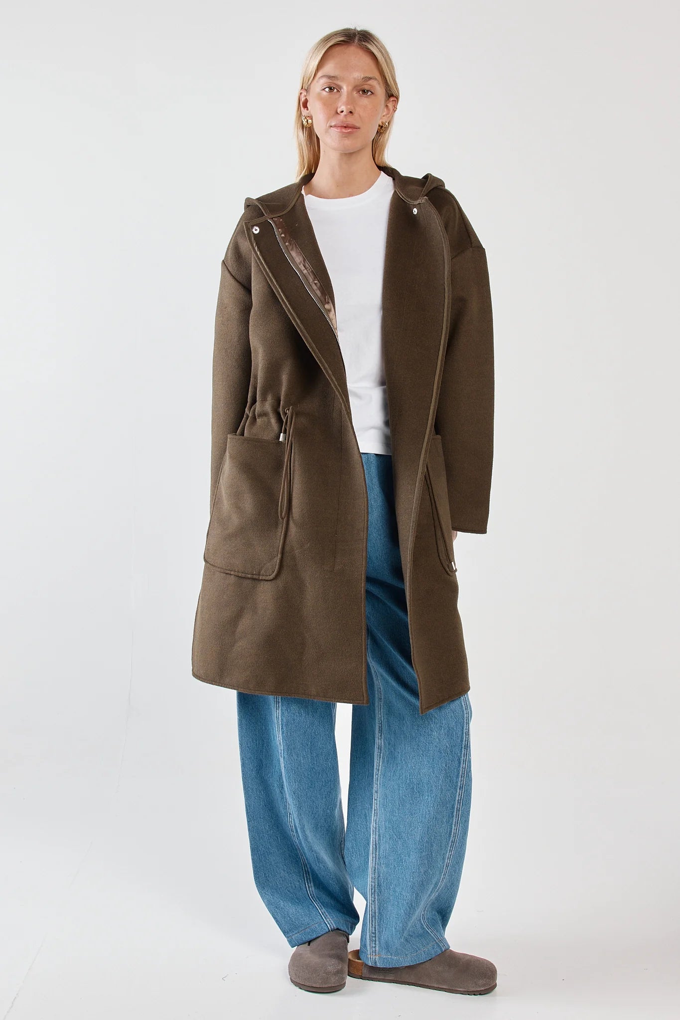Maxi Hooded Coat - Dark Olive