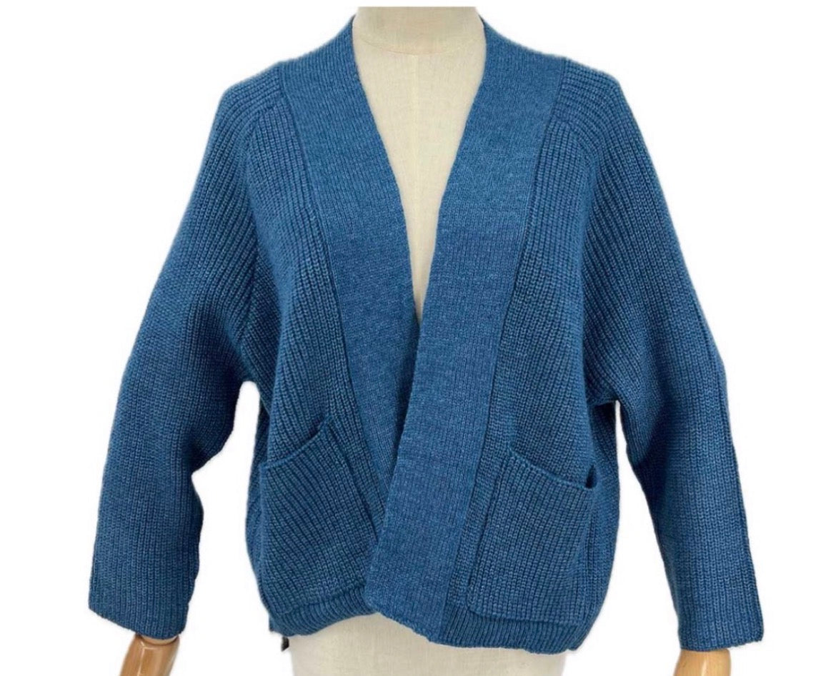 Cropped Knit Cardigan - Petrol