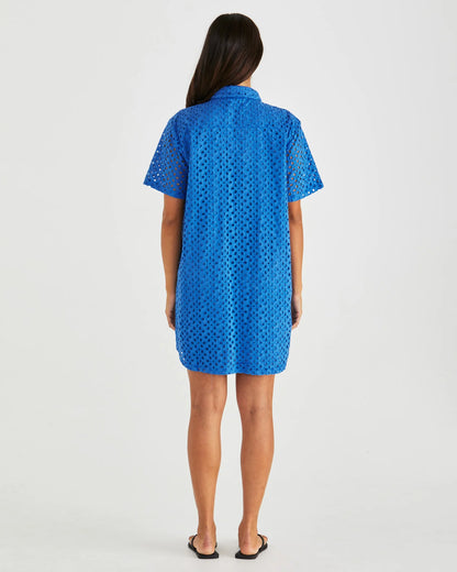 STEVA SHIRT DRESS - BRIGHT BLUE