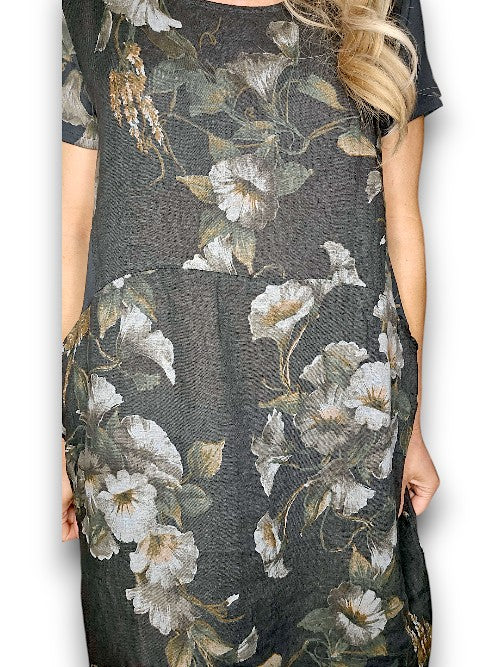 CHARCOAL TRUMPET JUNGLE DRESS