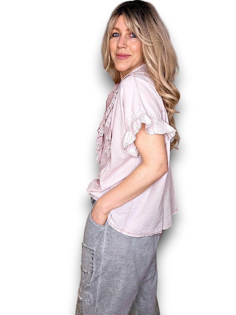 BABY PINK EYELET TOP