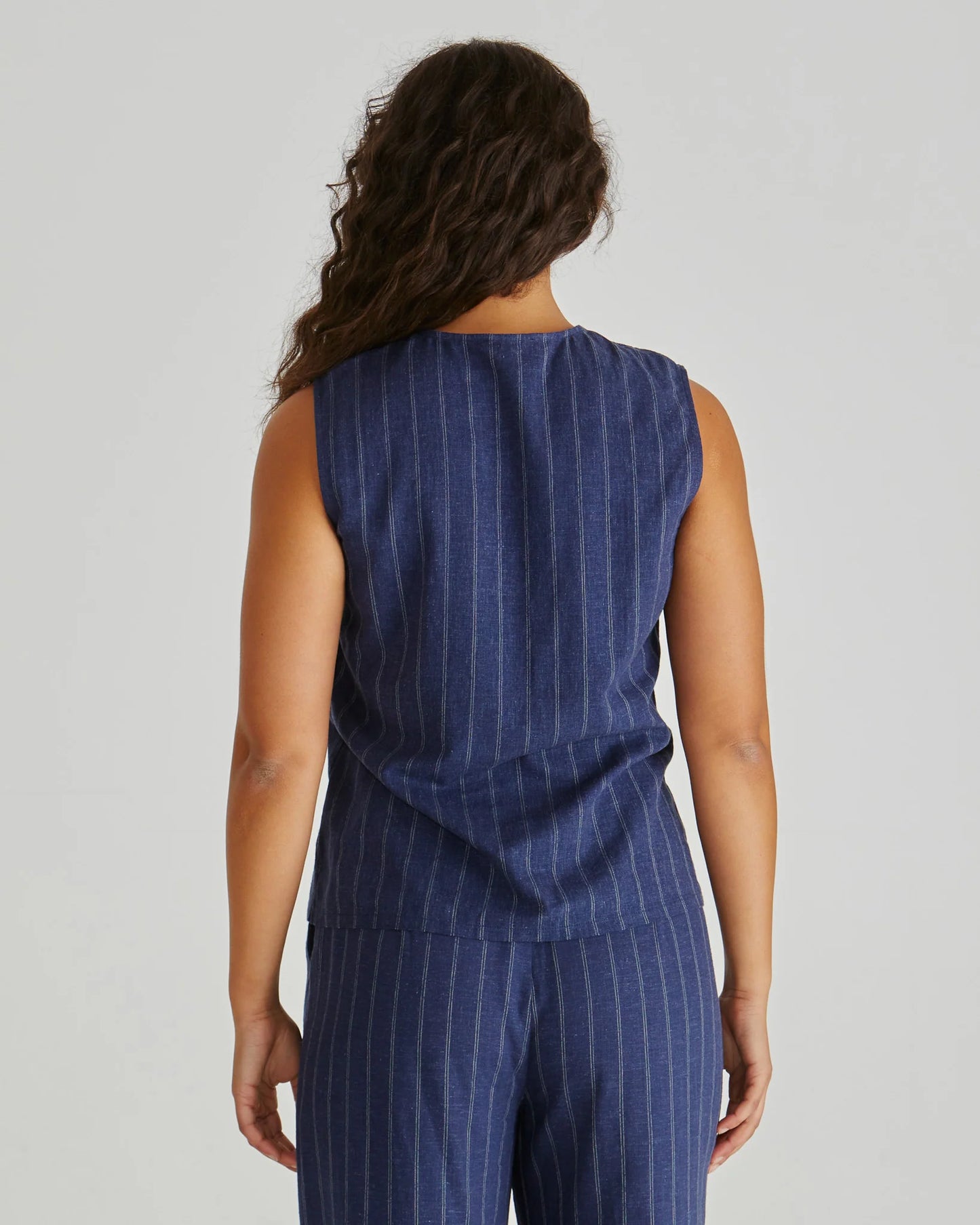 PETRA VEST - NAVY PINSTRIPE