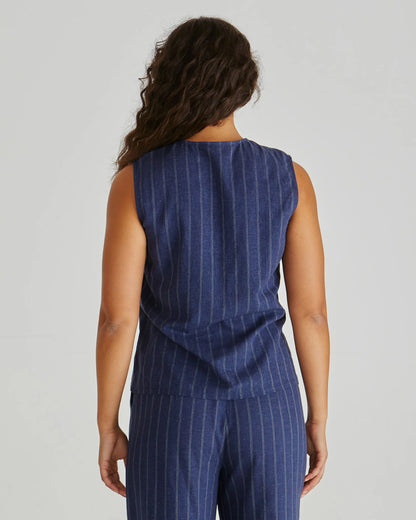 PETRA VEST - NAVY PINSTRIPE