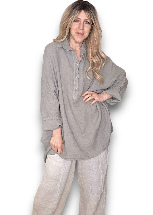 MOCHA COASTAL TUNIC SHIRT