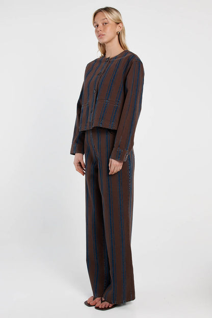 Maja Stripe Denim Jacket - Choc/Rinse