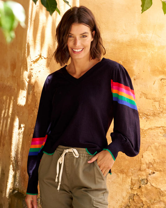 Tori Jumper - Navy Rainbow