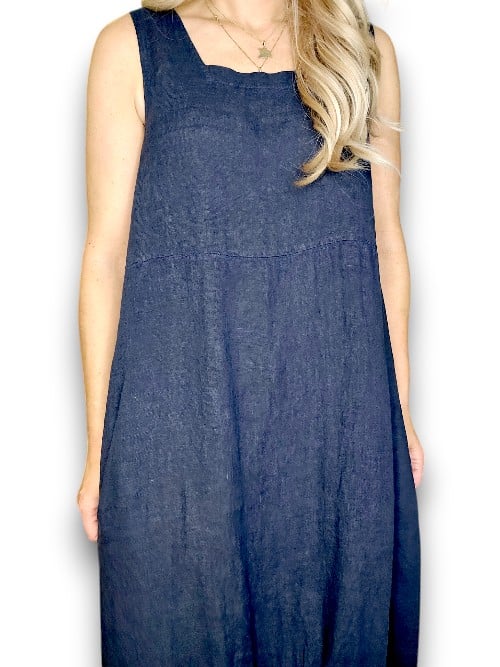 NAVY PLAIN MAXI TANK DRESS