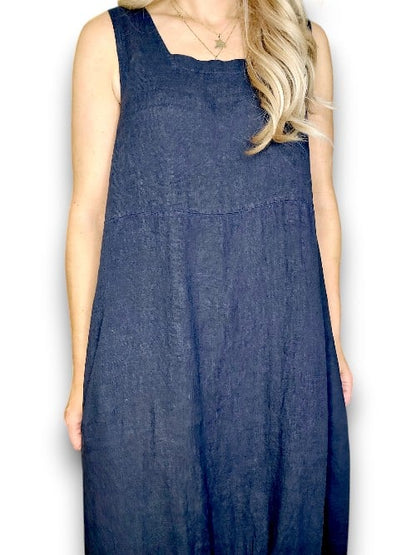 NAVY PLAIN MAXI TANK DRESS