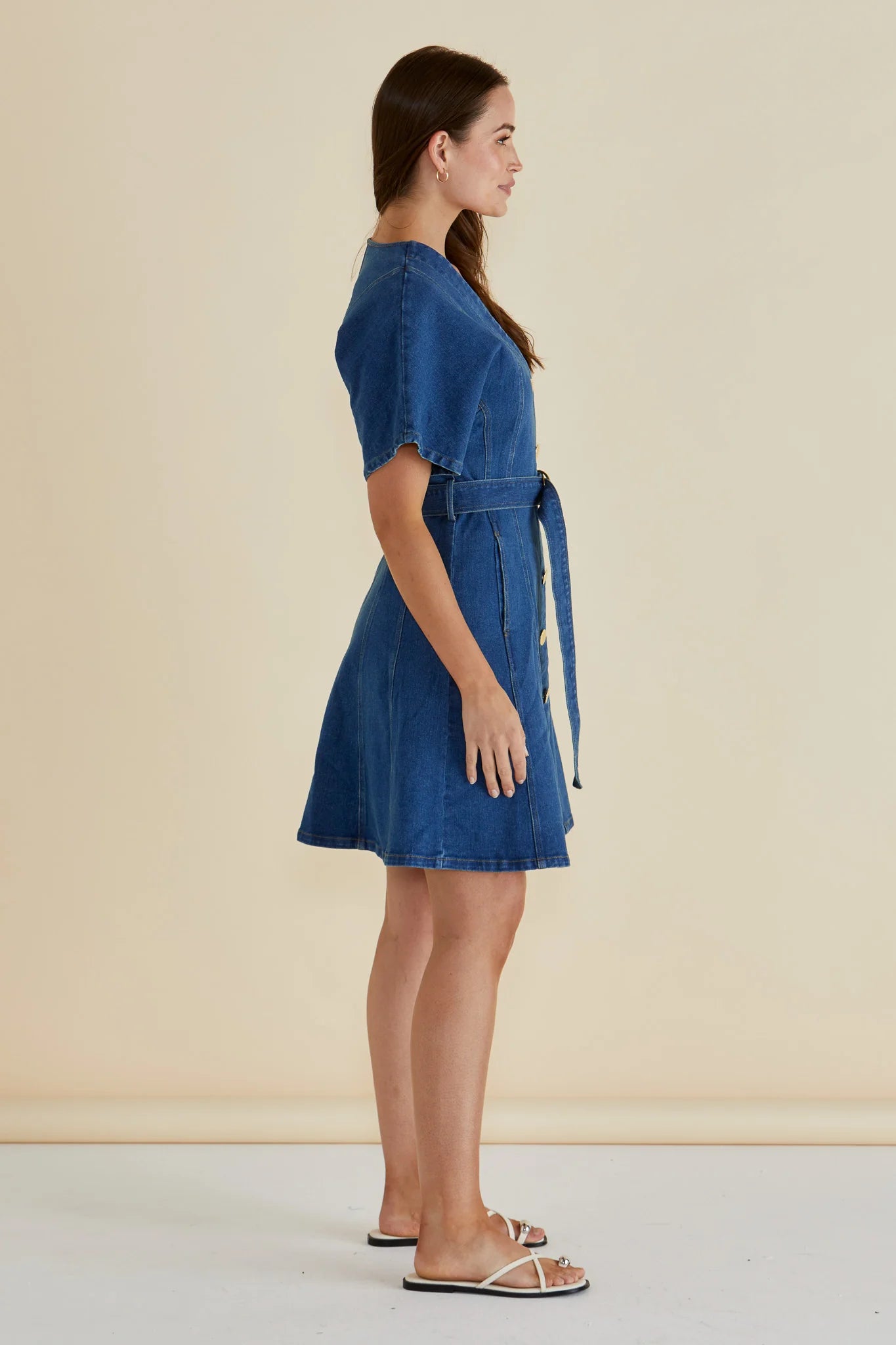Fiori Denim Dress - Mid Wash