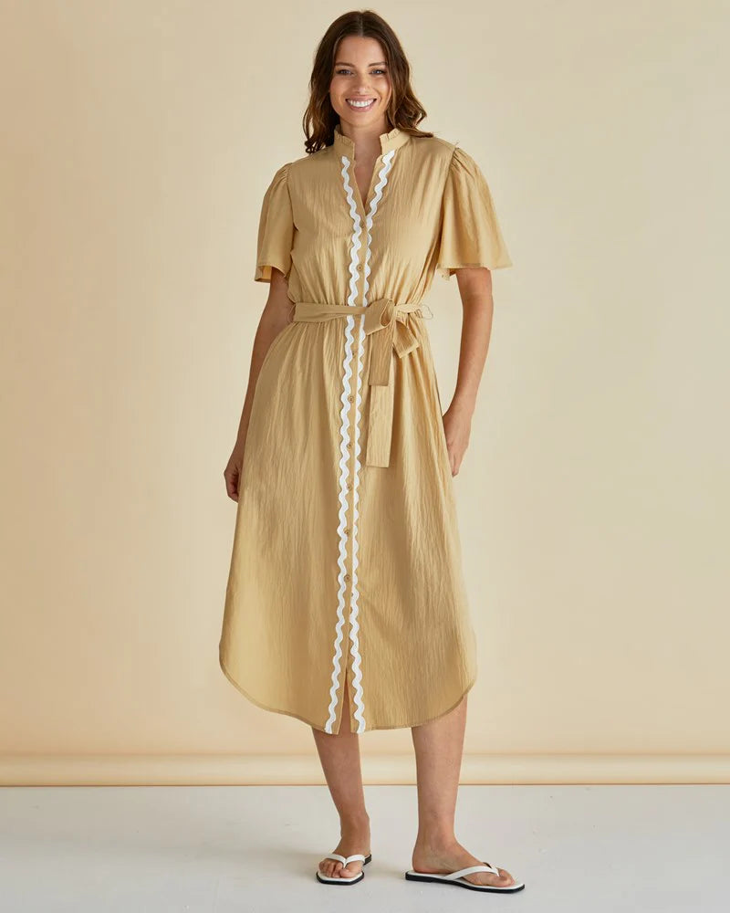 Immie Dress - Beige Ric Rac