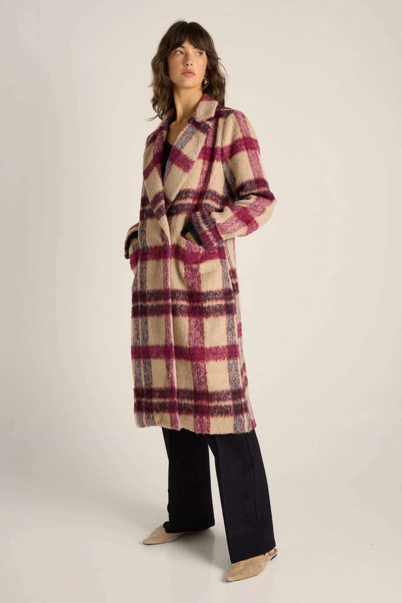 Harlow Check Longline Coat - Check