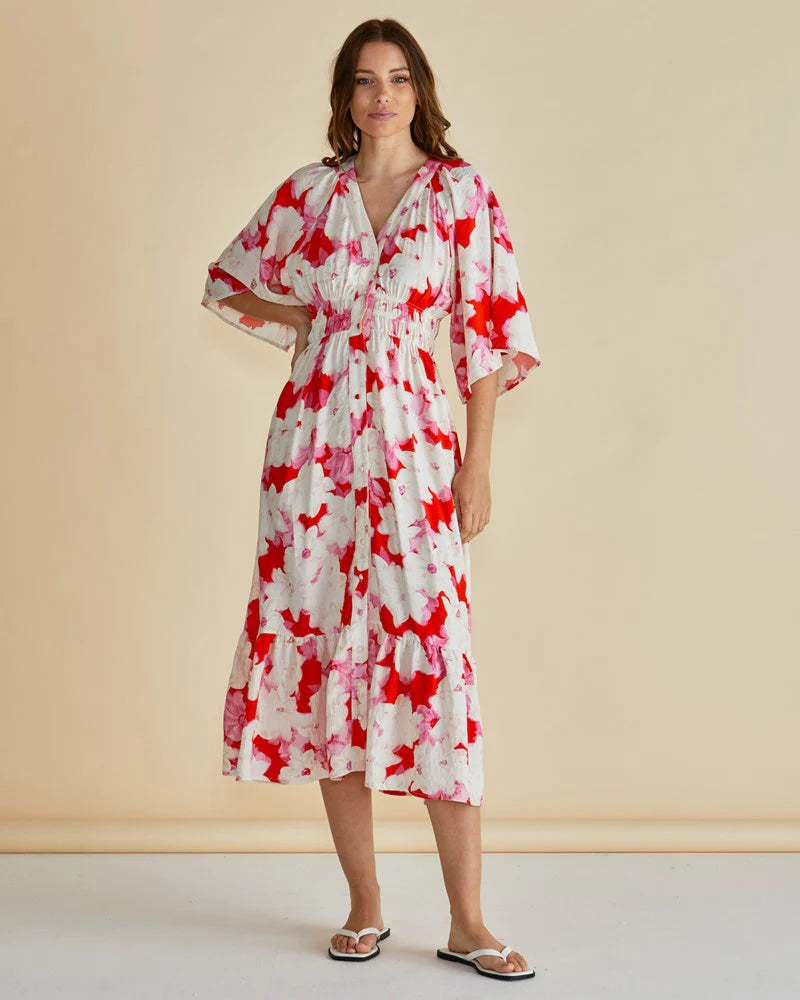 Moxie Dress - Red Print Floral