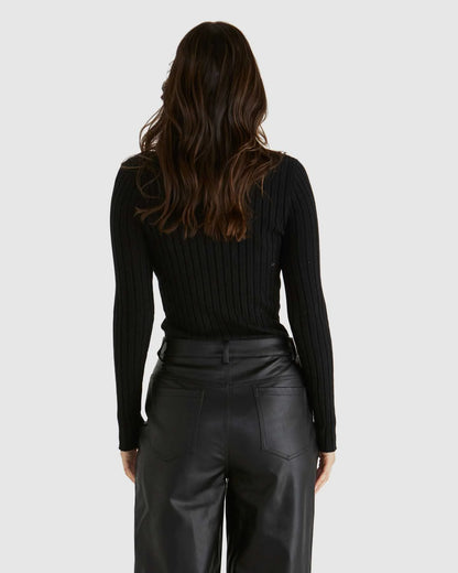 GINNY RIBBED KNIT - BLACK