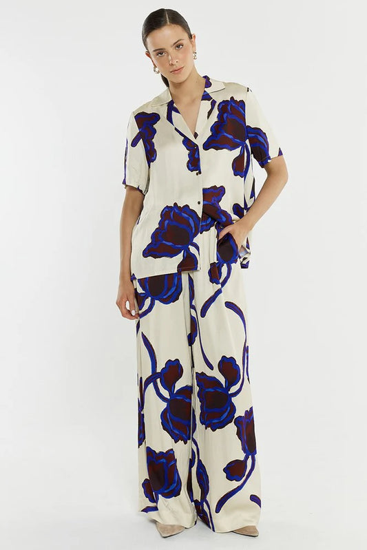 Jade Satin Shirt - Winter Poppy