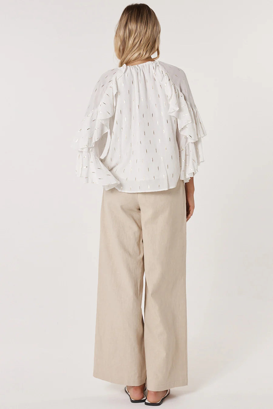 Delia Ruffle Top - White