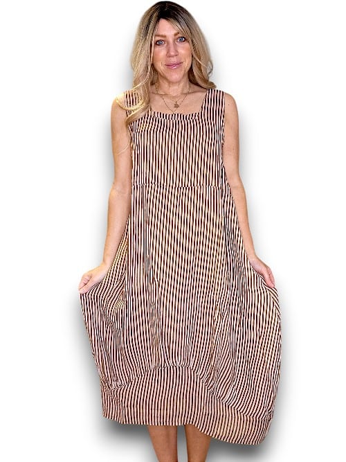 COFFEE STRIPE MAXI TANK DRESS