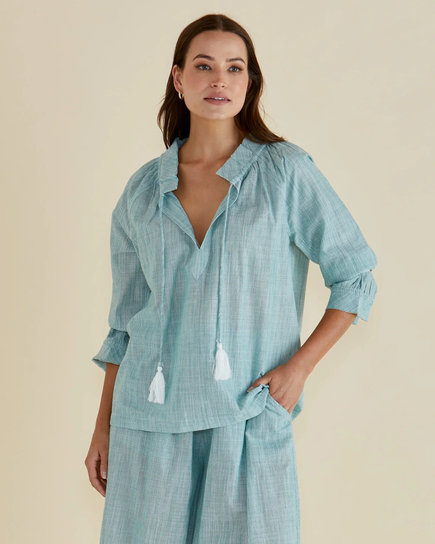 Charli Blouse - Green Stripe