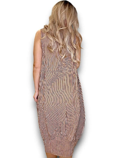 COFFEE STRIPE MAXI TANK DRESS