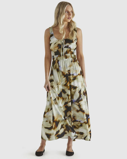 CARMINE DRESS - BLURRED FLORAL