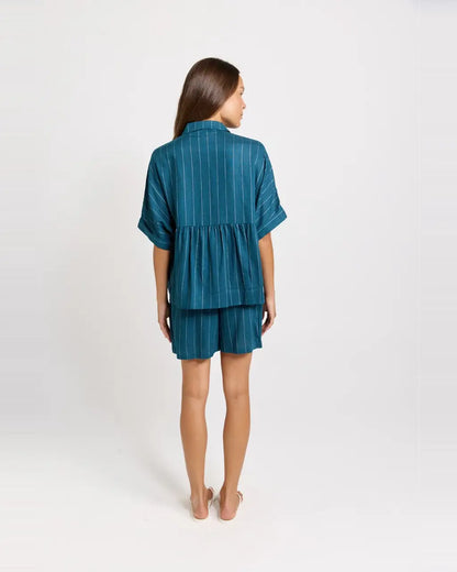Betty Basics Ophelia Shirt in Teal/White