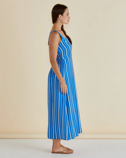 Tegan Midi Dress - Blue Stripe
