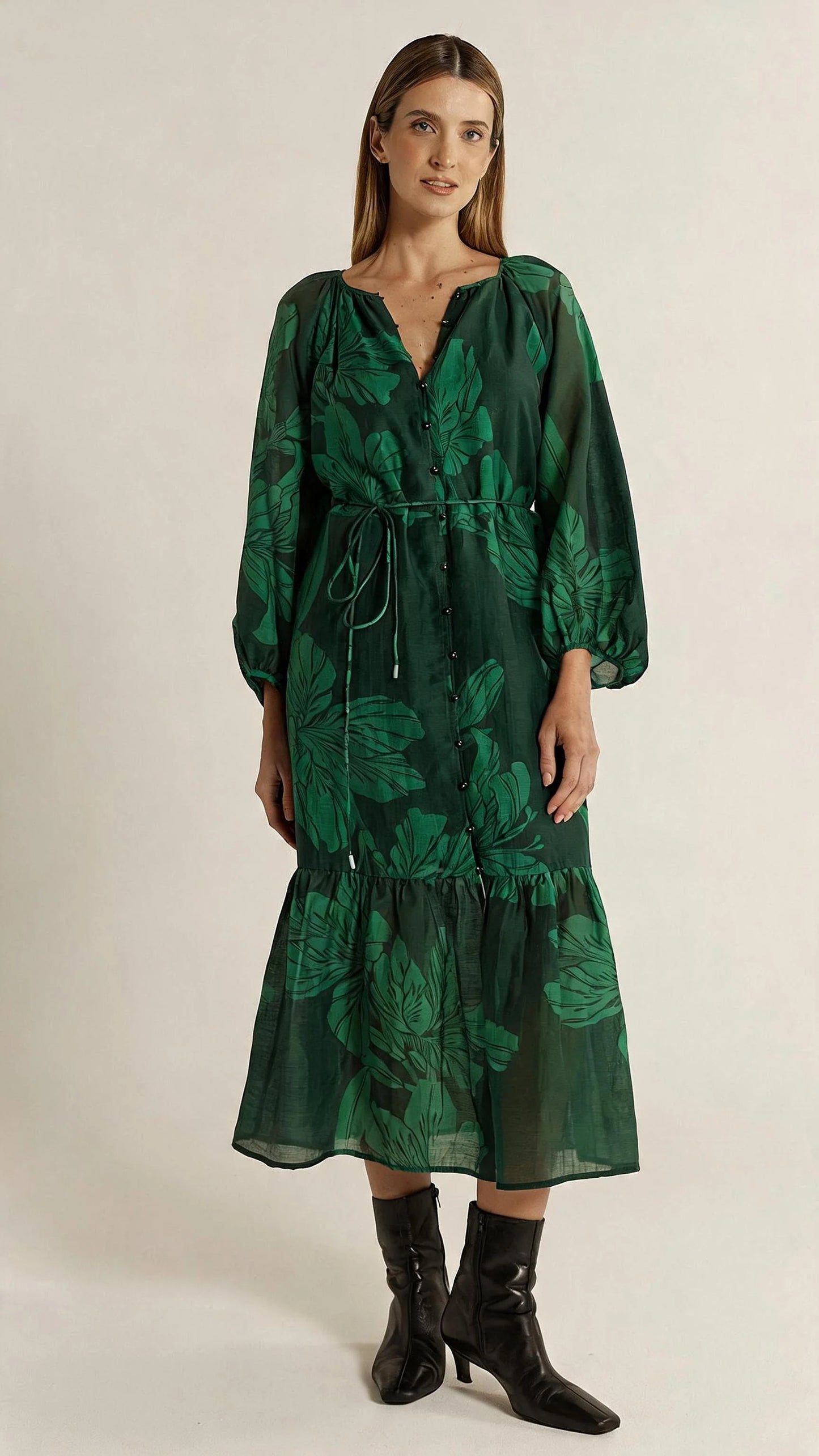 Lynn Tiered Dress - Evergreen