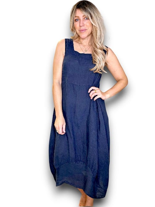 NAVY PLAIN MAXI TANK DRESS