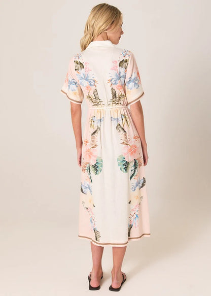 Solara Placement Print Shirt Dress - Pink Print