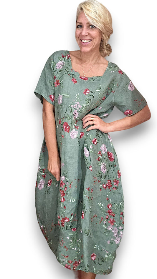 SAGE LINGONBERRY MID SLEEVE MAXI DRESS