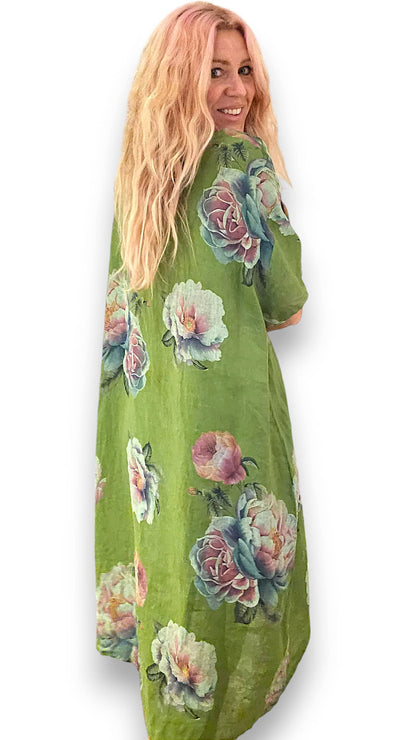 AVOCADO OMBRE PEONY EASY PEASY T-SHAPE DRESS