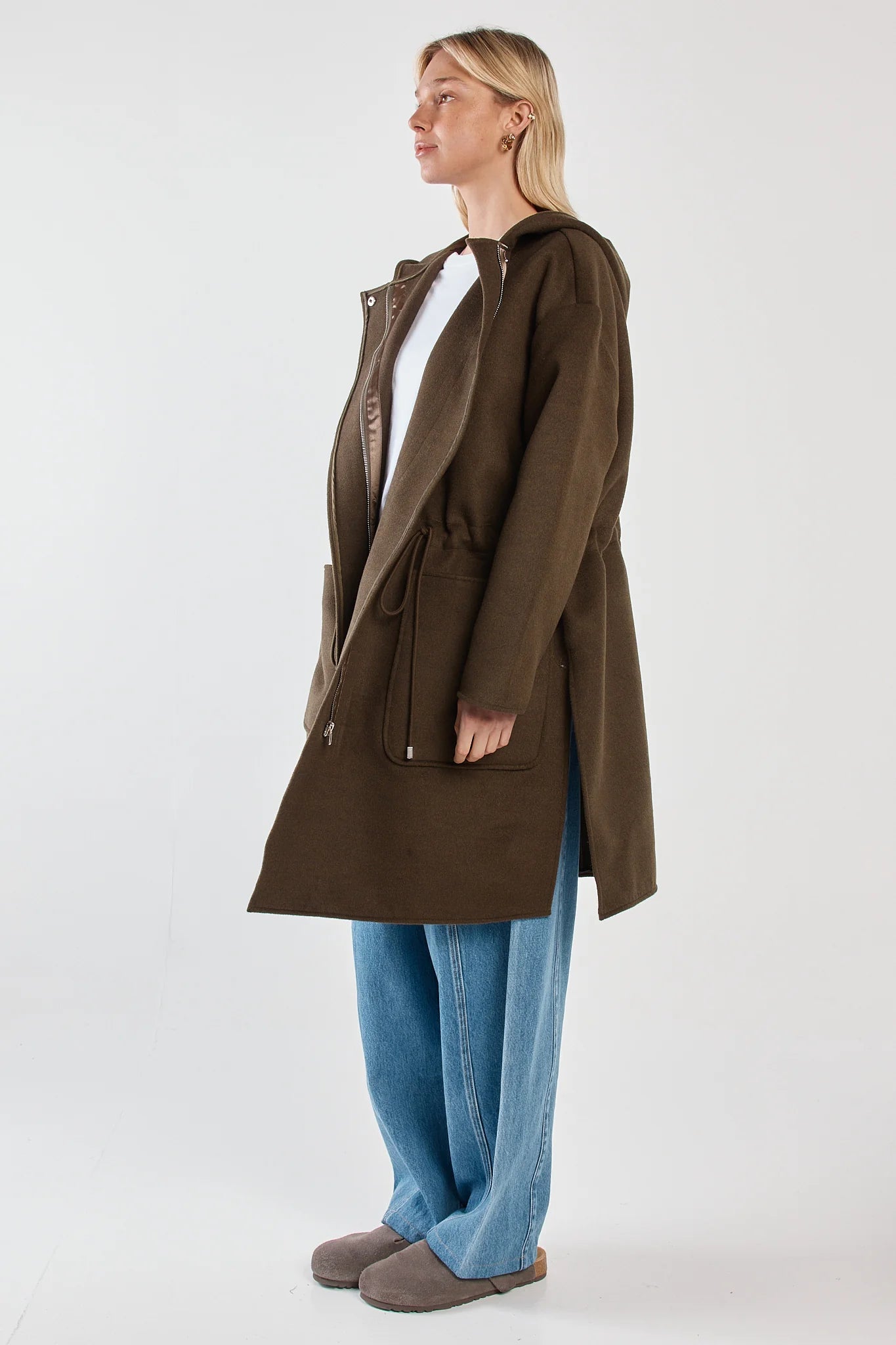Maxi Hooded Coat - Dark Olive