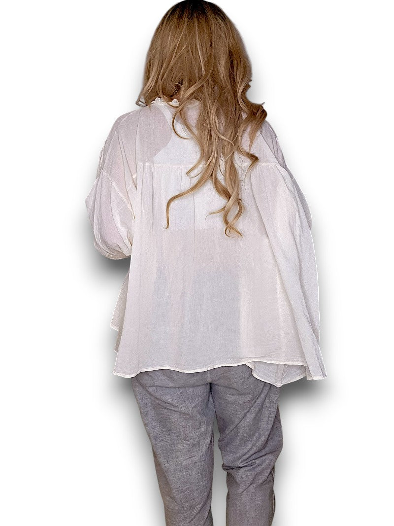 VANILLA FRILL BALLOON SL TUNIC