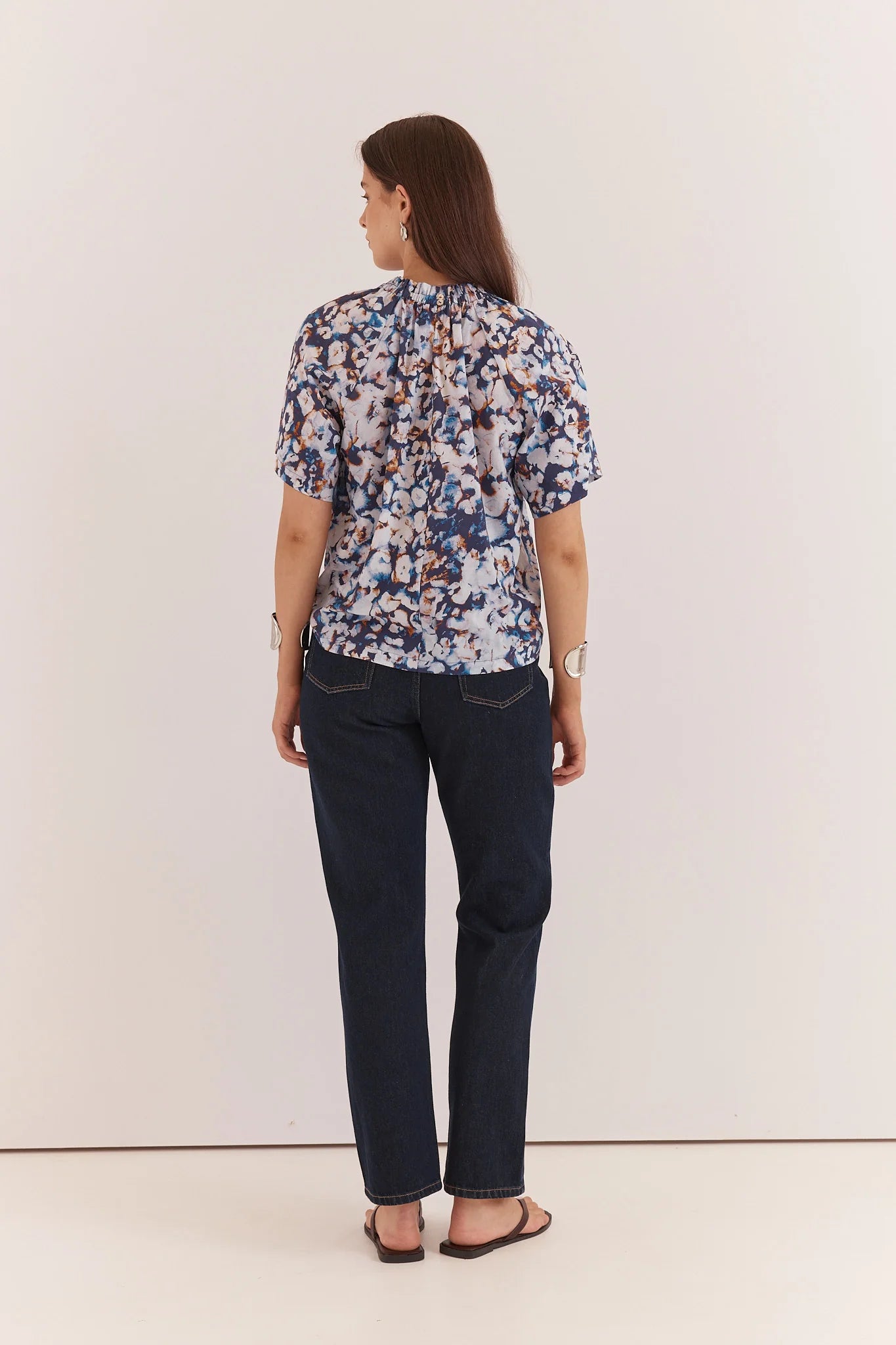 Anika Frill Neck Blouse - Violet Floral