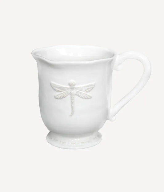 Dragonfly Stoneware White Mug