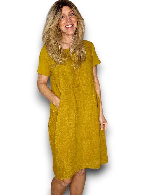 MUSTARD PLAIN JUNGLE DRESS