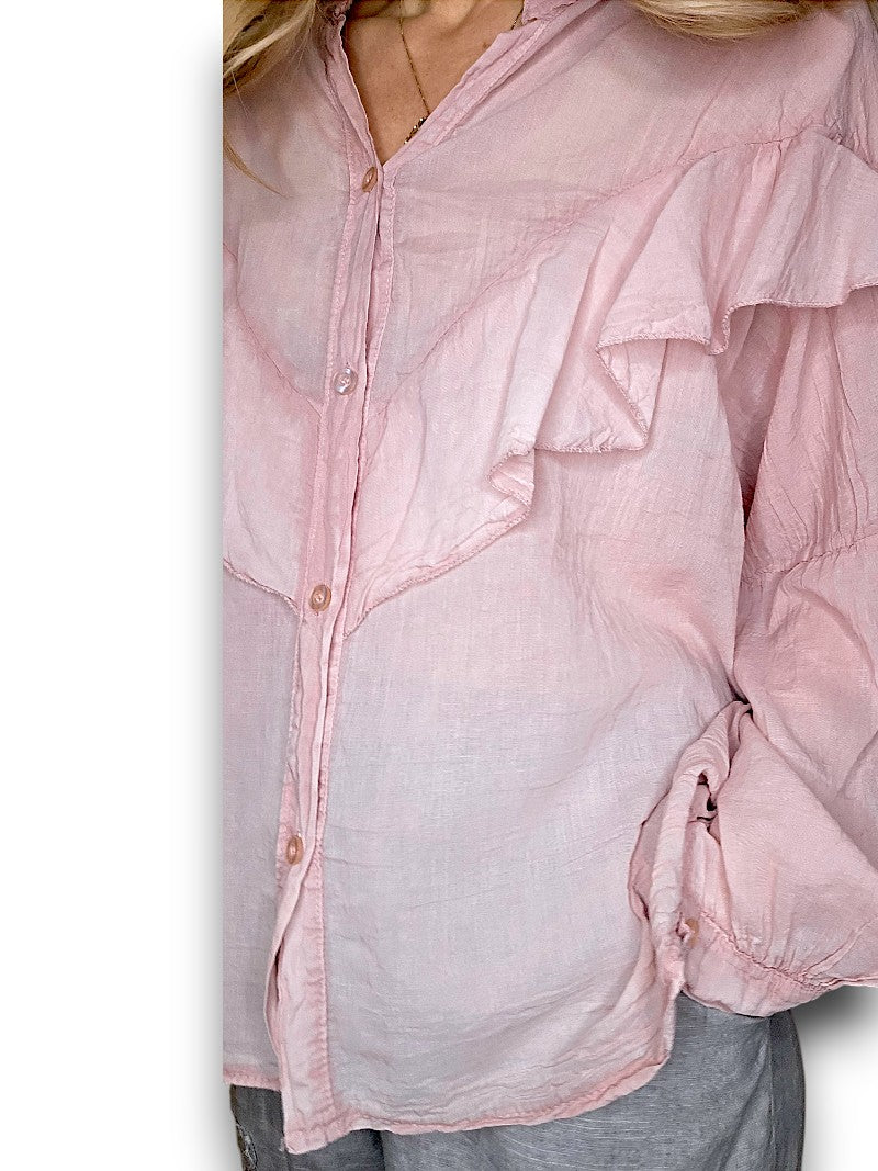 BABY PINK FRILL LONG SLEEVE TUNIC