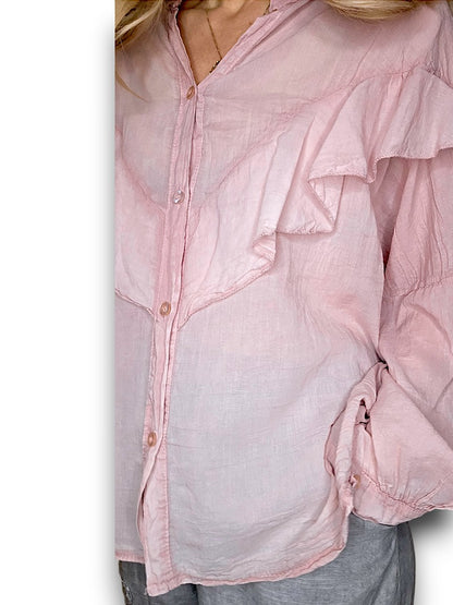 BABY PINK FRILL LONG SLEEVE TUNIC