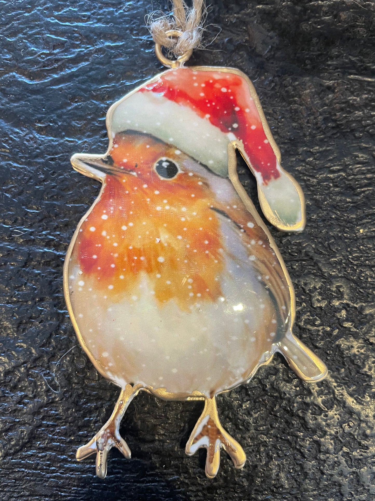 Hanging Christmas Robin w Hat