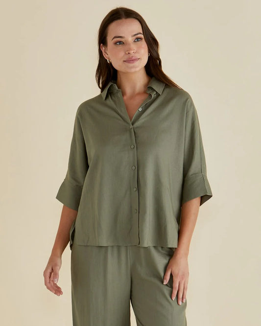 Lynwood Linen Shirt - Olive