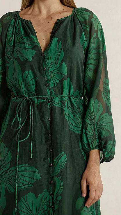 Lynn Tiered Dress - Evergreen
