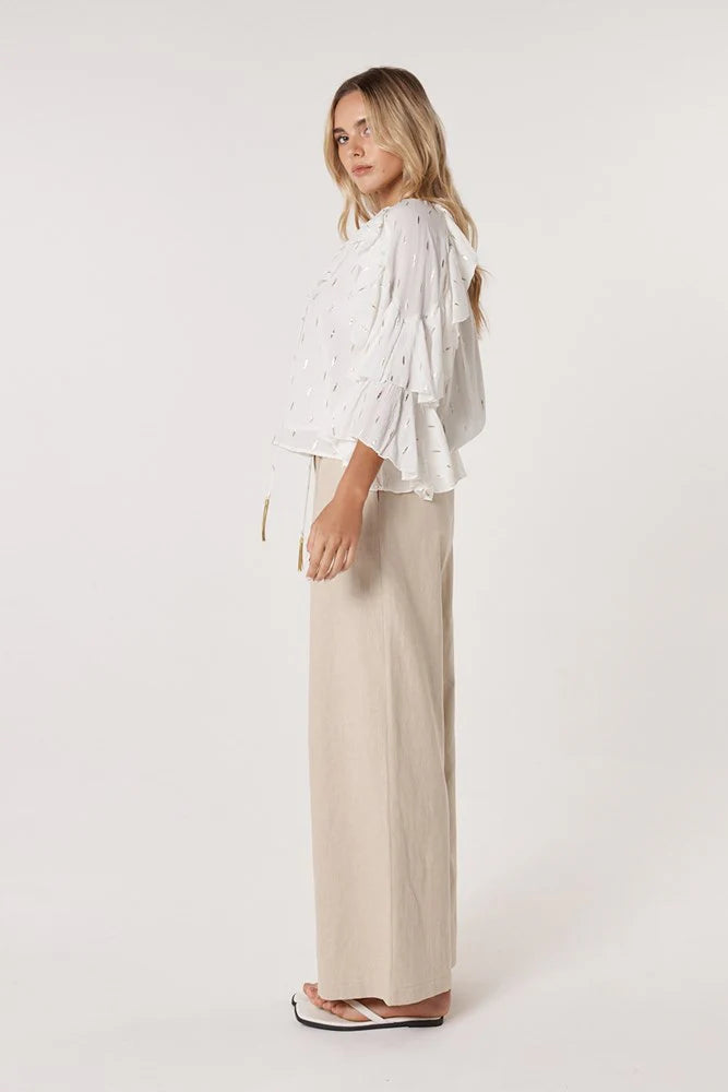 Delia Ruffle Top - White