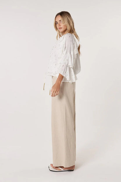 Delia Ruffle Top - White