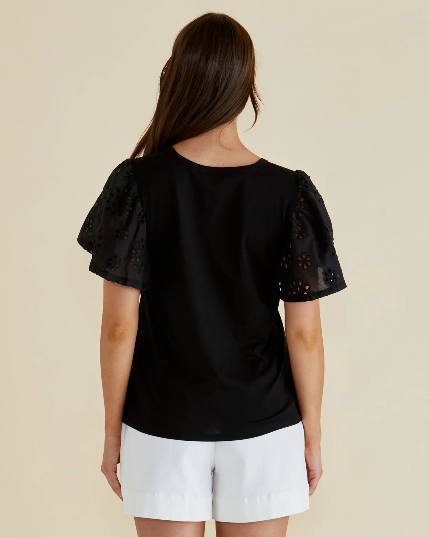Lottie Embroidered Tee - Black
