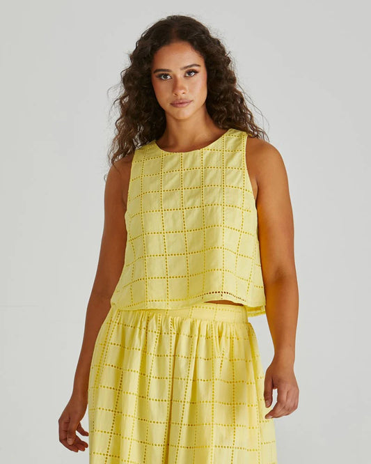 HELMI BRODERIE TANK - YELLOW