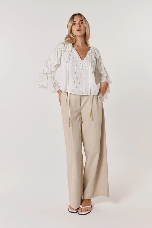 Delia Ruffle Top - White