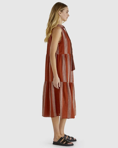 LIZZY DRESS - RUST STRIPE