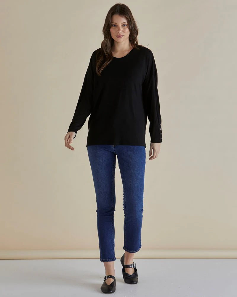 Hendrix Ribbed Long Sleeve Tee - Black