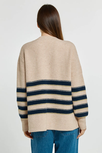 Camryn Sweater - Navy/Cream/Gold Stripe
